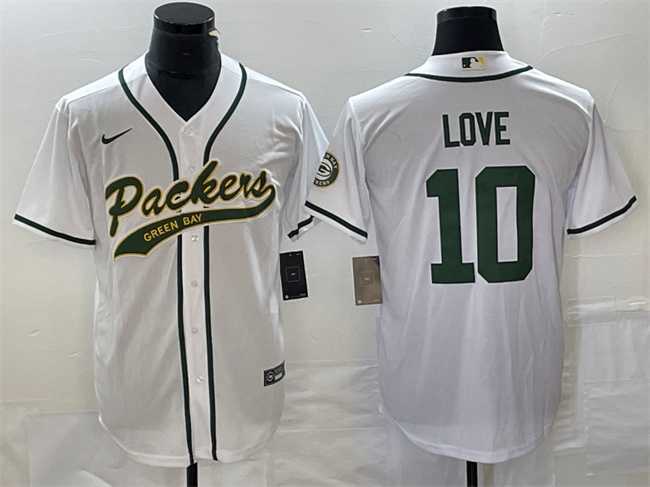 Mens Green Bay Packers #10 Jordan Love White Cool Base Stitched Baseball Jersey->green bay packers->NFL Jersey
